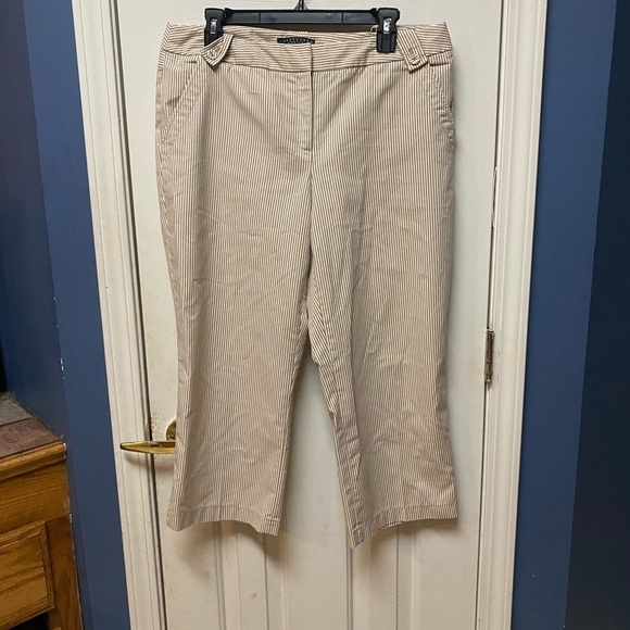 Apostrophe Gold white stripped work wear cropped pants size 12. - Picture 1 of 9